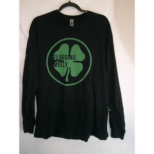 Vintage Flogging Molly Long Sleeve Band T Shirt Heavy Cotton Gildan Black XL‎